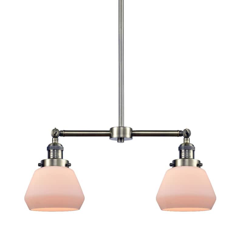 Innovations Lighting Fulton 2 Light 21" Wide Linear Chandelier - Antique Brass / Matte White Cased