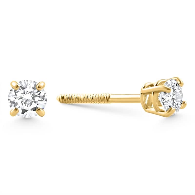 Bliss Diamond 1/4 Ct Diamond Screw Back Studs Yellow Gold Lab Grown Eco Friendly