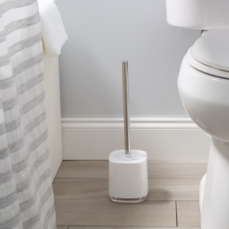 Bath Bliss Luxury Toilet Brush Holder in White - 4" x 4" x 15"