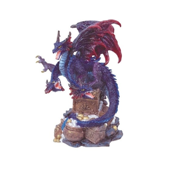 Q-Max 4"H Three-Headed Purple Dragon Guarding Treasure Statue Fantasy ...