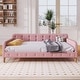 preview thumbnail 20 of 56, Tufted Upholstered Daybed with 4 Solid Pine Legs, Linen Fabric Sofa Bed Frame, Wooden Slat Support, Easy Assemble Pink - Full