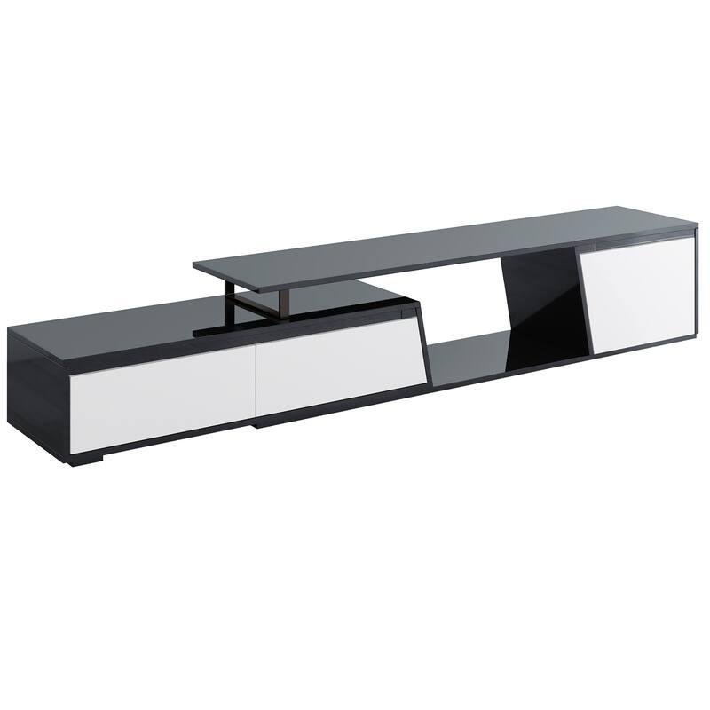 Modern Simple Rectangular TV Stand with 3 Cabinets, 1 Storage Shelf for Living Rooms and Home Theaters​