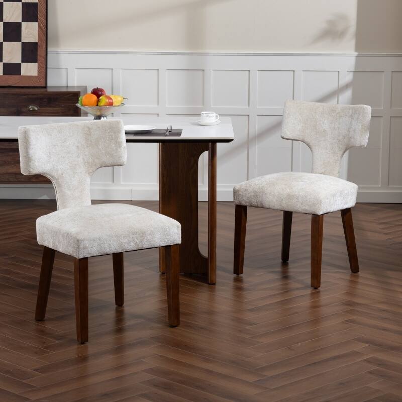 Mid Century Modern Dining Chairs Set of 2, Farmhouse Linen Fabric Upholstered Accent Chair
