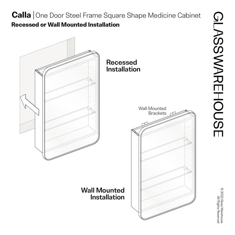 Glass Warehouse SC1-SQ-22X32 Calla 22" x 32" Framed Single Door