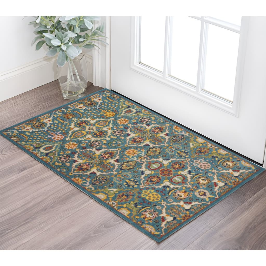 HomeRoots Floral Bohemian Rectangle Area Rug - 3' X 5'