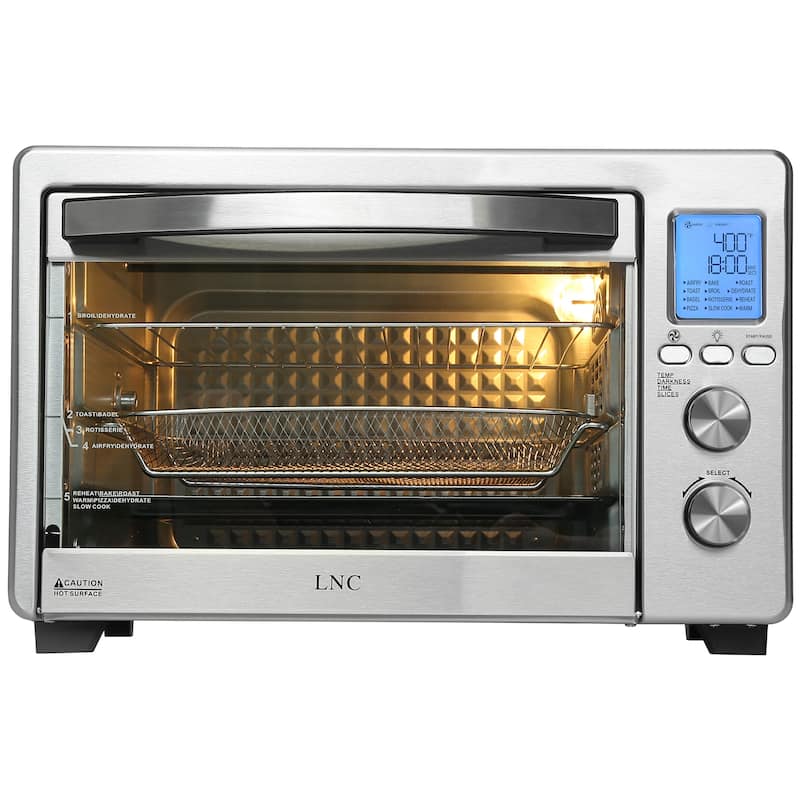 LNC 12-In-1 Large 34QT Countertop Toaster Oven Convection Rotisserie Air Fryer - 19.5" L x 15" W x 12.5" H