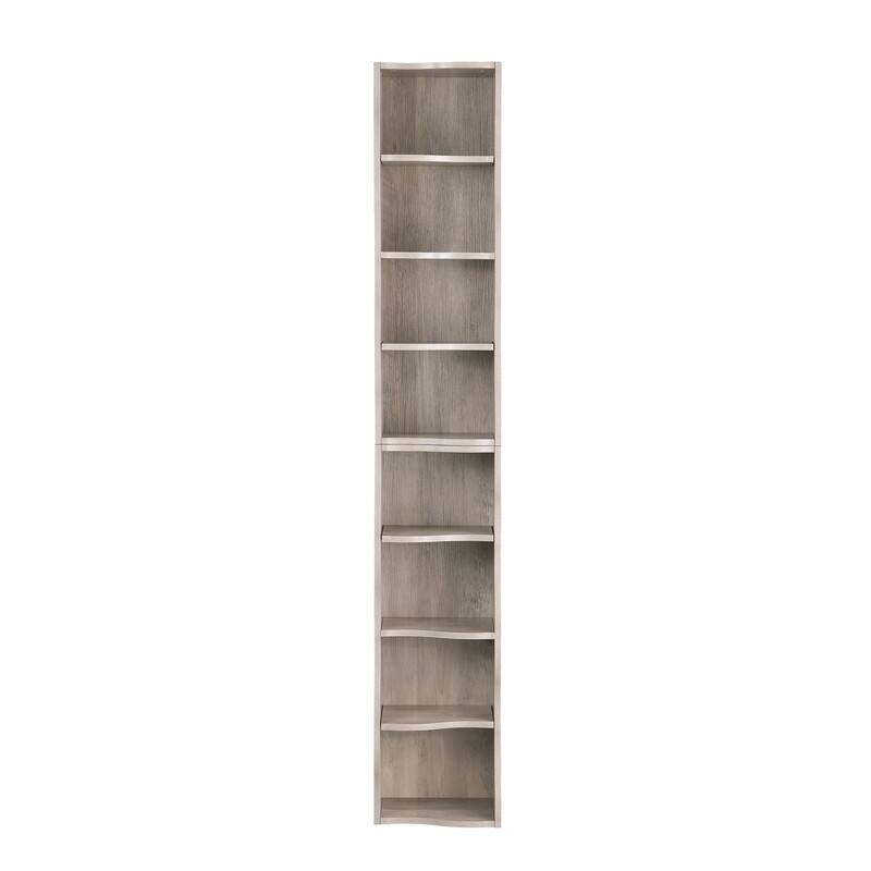 Wavy Border 8-Tier Adjustle Shelf - Modular Ultra-Thin Bookcase for Home Office & Display