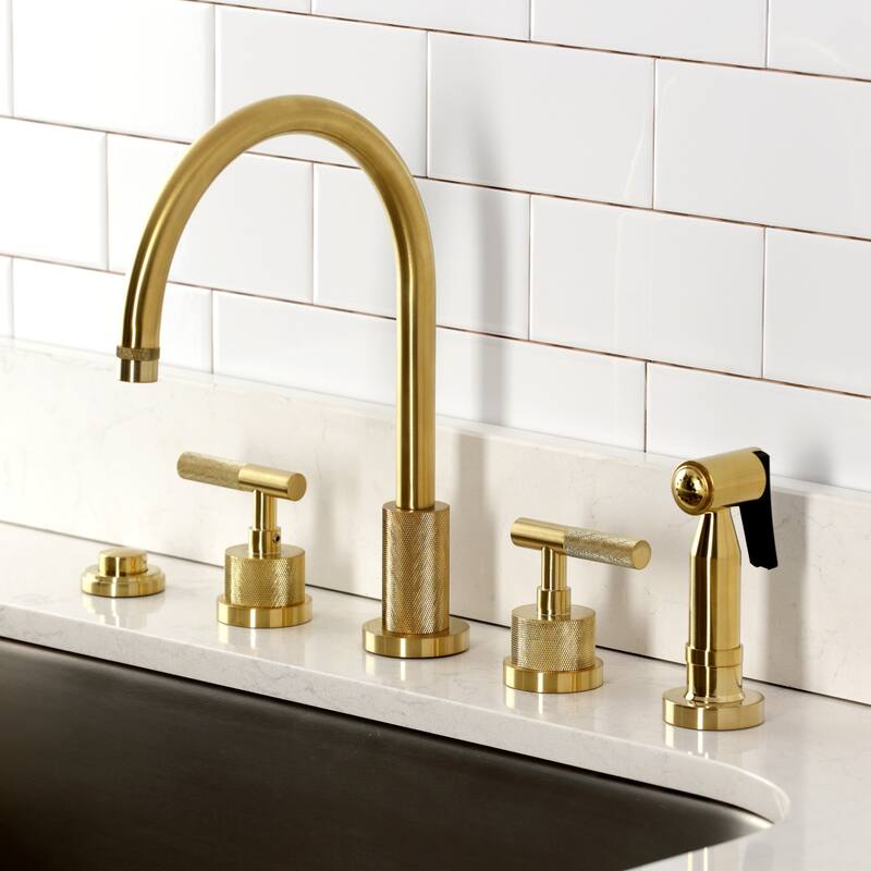 Kingston Brass Essex Double-Handle Wall-Mount Pre-Rinse Bridge Kitchen Faucet