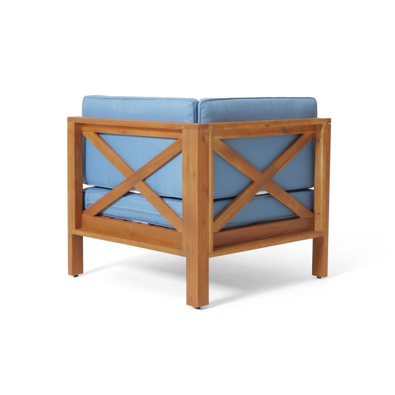 Brava Outdoor 11 Seater Acacia Wood Sectional Sofa and Club Chair Set by Christopher Knight Home