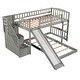 preview thumbnail 4 of 11, Twin over Twin Bunk Bed with Slide and Drawers