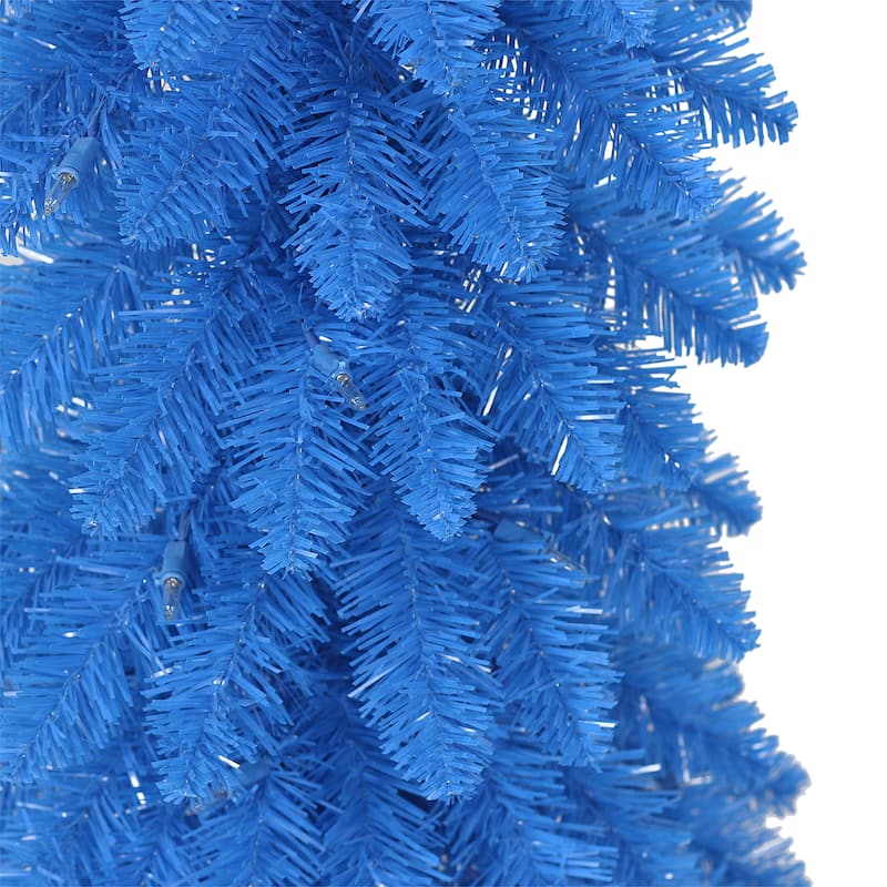 Puleo International 4 ft Pre-Lit Blue Artificial Alpine Pencil Tree