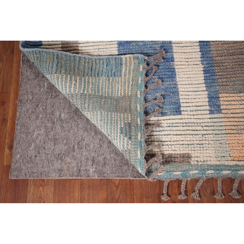 Contemporary Moroccan Abstract Area Rug Hand-Knotted Wool Carpet - 7'1"x 10'4"
