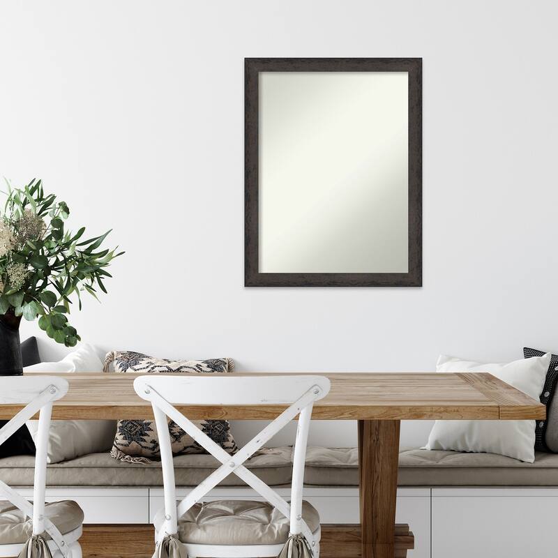 Dappled Narrow Non-Beveled Wood Framed Wall Mirror