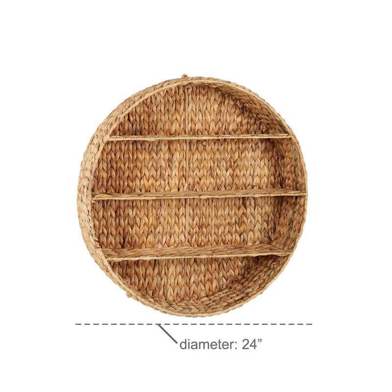 Brown Dried Plant Round 3 Shelves Wall Shelf
