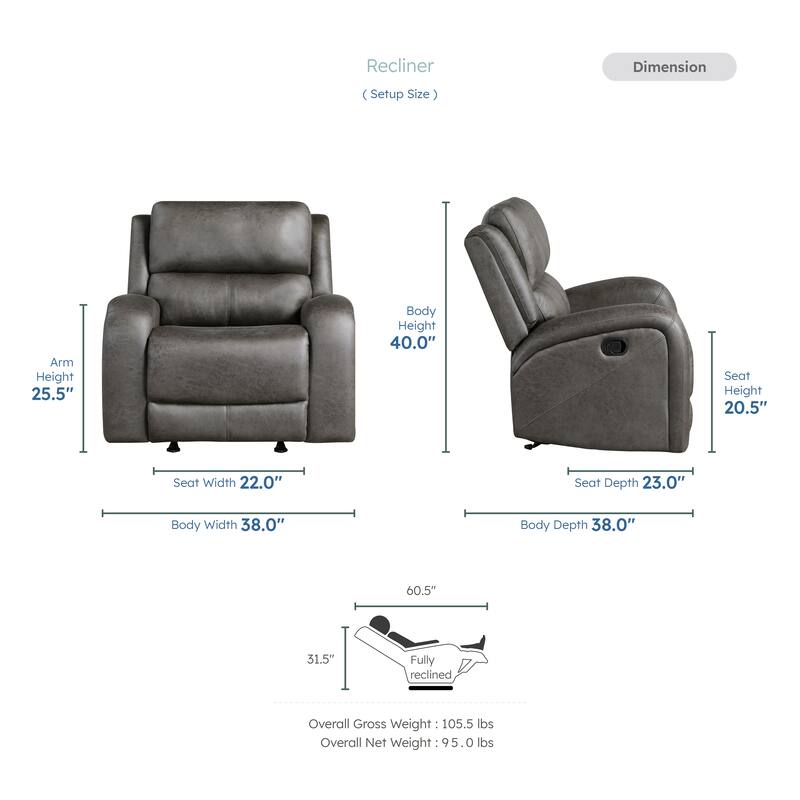 Mabel Polished Microfiber Rocker Reclining Chair
