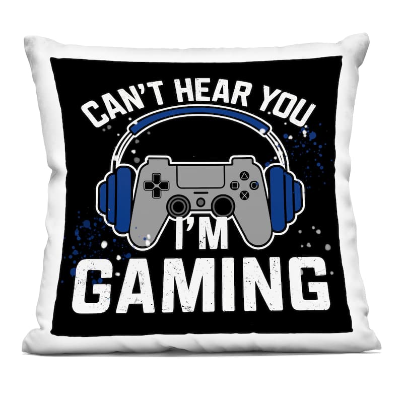 Stupell Can't Hear You Gaming Decorative Printed Throw Pillow Design by Kim Allen - Accent - Polyester - Black - Single
