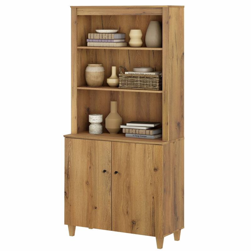 Modern 71" Tall Bookcase with Shelves & Storage Cabinet for Home Office