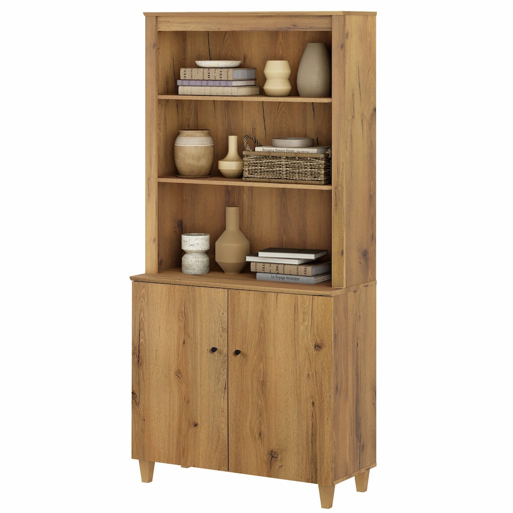 Modern 71" Tall Bookcase with Shelves & Storage Cabinet for Home Office