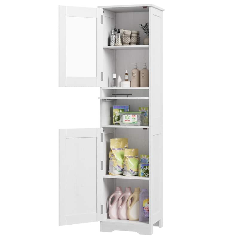 Tall Bathroom Cabinet, Narrow Storage Cabinet with Doors and Adjustable Shelf
