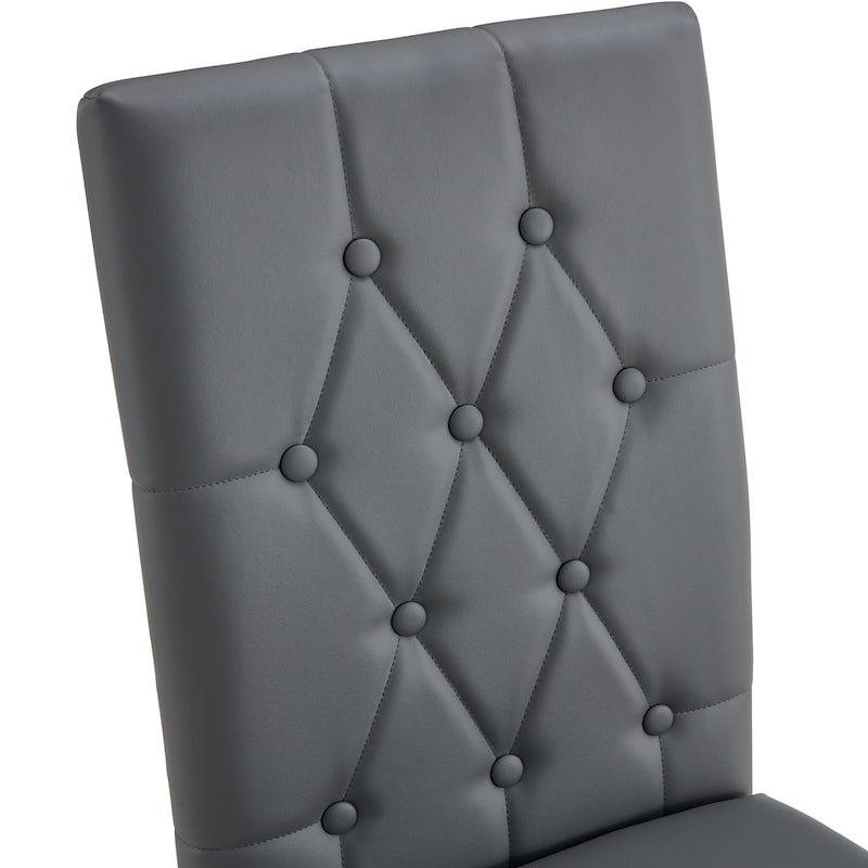 Roomfitters Black/Gray Armless Dining Chairs with Grid Buckle Back Design, Elegant Vintage Look Set of 4 for Dining Room,
