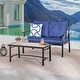preview thumbnail 5 of 4, Y23 Patio Festival Outdoor Metal Seating Group with Cushions Loveseat + Coffee Table - Blue