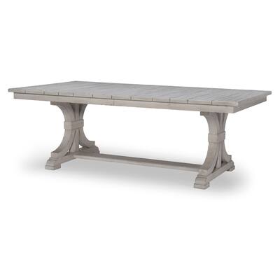 Belhaven Extendable Trestle Table in Weathered Plank Finish Wood - 30Hx46Wx86-104-122D