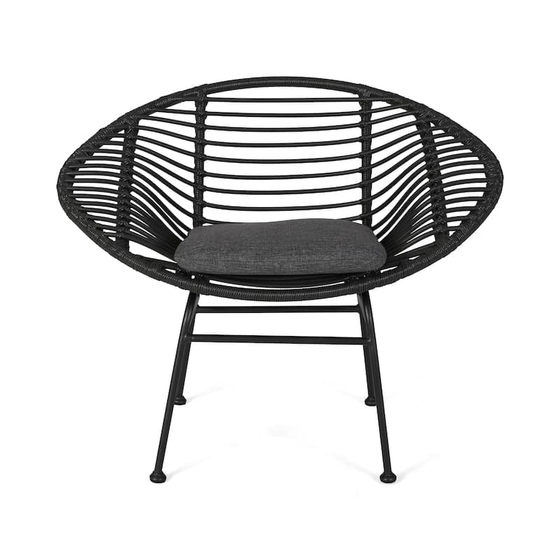 2 Piece Modern Woven Accent Chairs Set with Cushions, Steel Frame