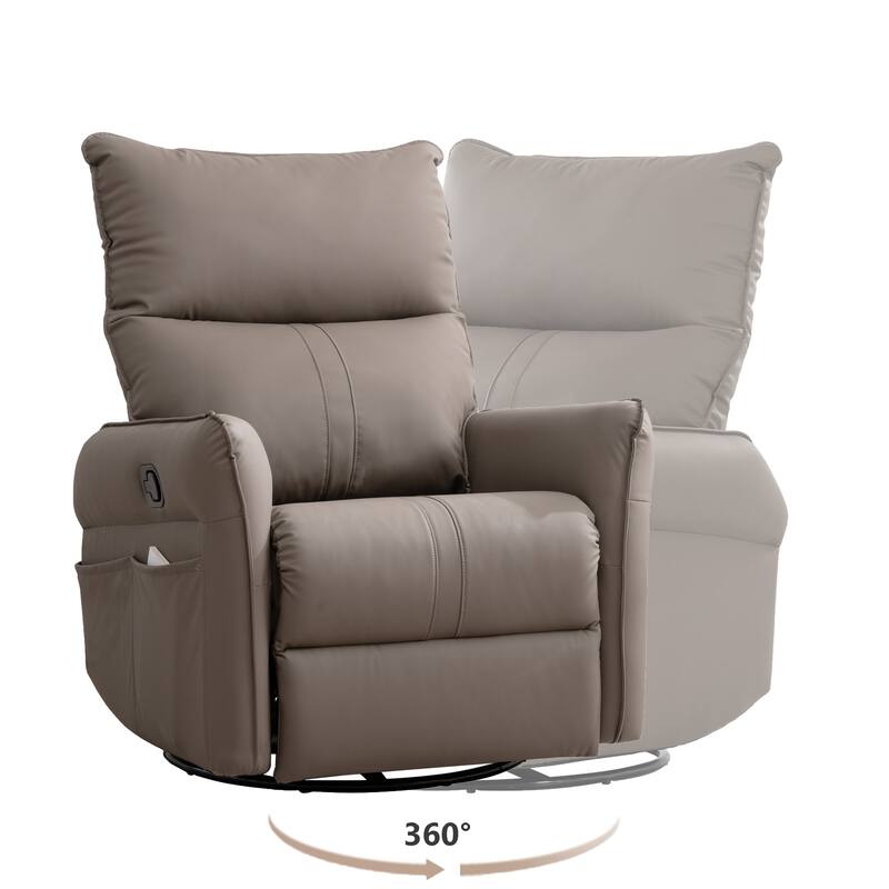 Rocking Swivel Recliner Chair with 360° Rotation and Side Pocket