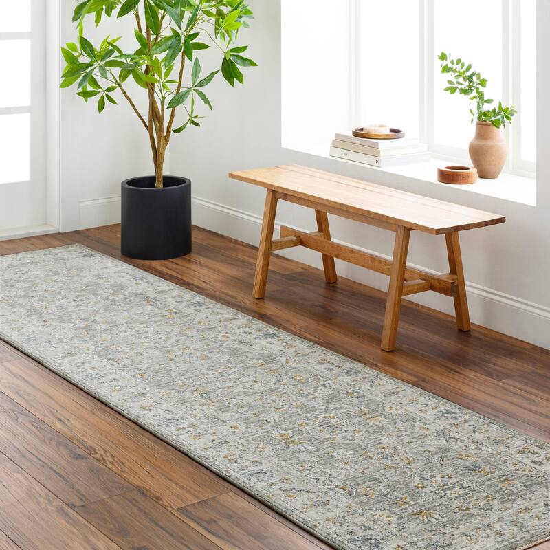 Livabliss Dresden Traditional Damask Area Rug - 2'7" x 7'3" - Grey/Silver