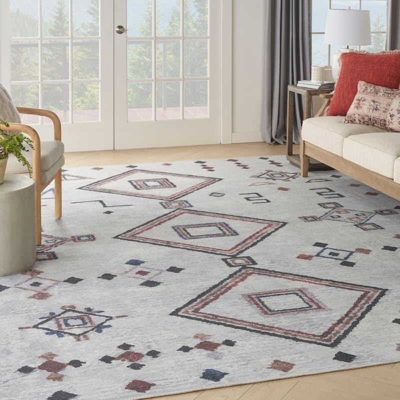 New Concept Washables Machine Washable Series 1 Indoor only Diamond Area Rug