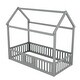 preview thumbnail 5 of 42, Fun House Platform Bed with Fence and Door, Wooden Floor Bed Frame with Roof, Distressed Washed Finish,for Kids Girls Boys