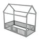 preview thumbnail 8 of 10, Twin Size Solid Pine Wood House Kids Bed Frame with Fence and Door - Distressed Wash Design, Playful Roof and Guardrails, Grey