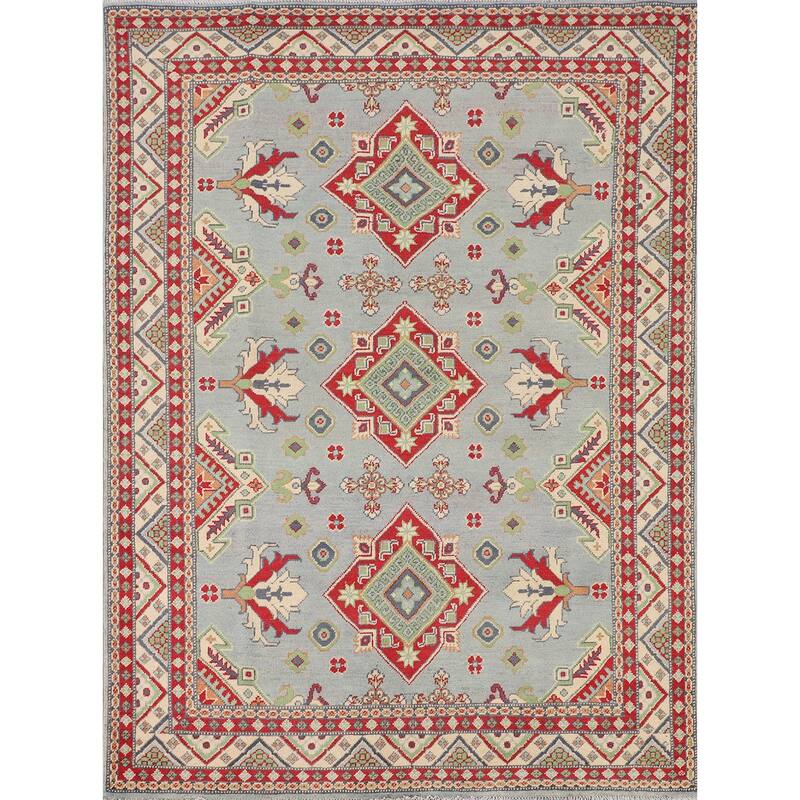 Kazak Oriental Area Rug Handmade Traditional Wool Carpet - 5'0" x 6'7"
