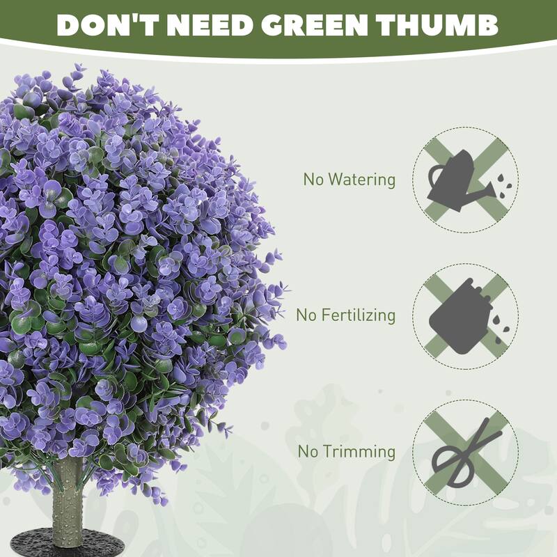 HOMCOM Set of 2 1.3ft (15.8") Artificial Boxwood Topiary Ball Bush with Integrated Ground Stake, Faux Plants