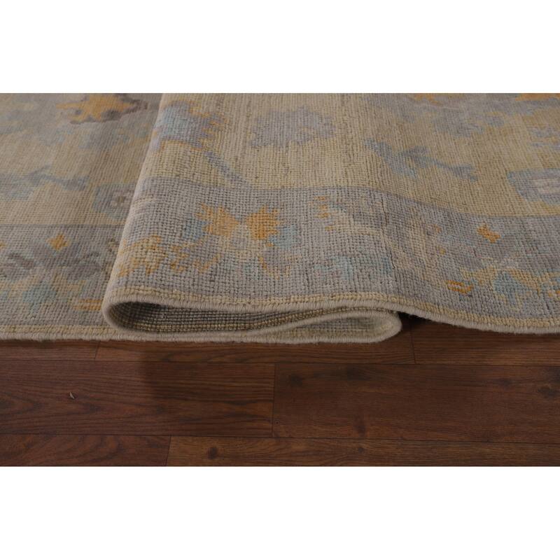 Oushak Vegetable Dye Runner Rug Hand-Knotted Wool Carpet - 3'1"x 11'6"