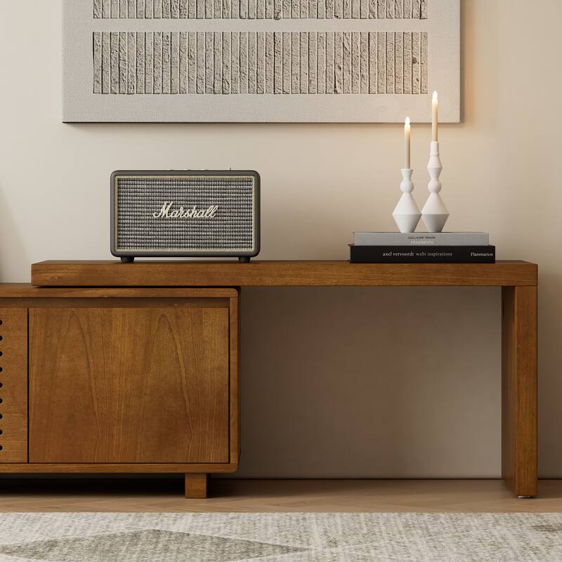 Farmhouse Entertainment Cabinet with Storage & Adjustable Panel