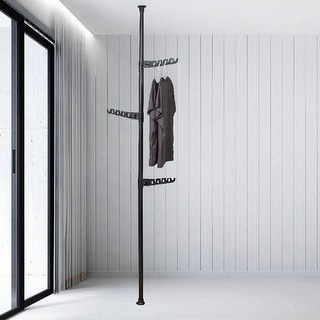 Adjustable Laundry Pole Clothes Drying Rack Coat Hanger DIY Floor to ...