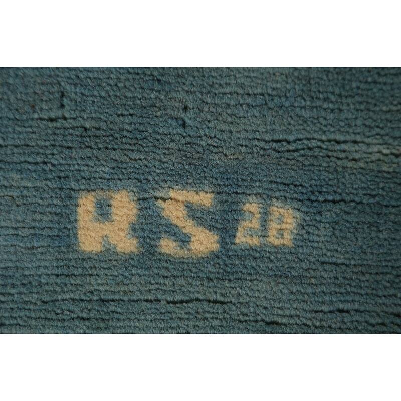 Blue Gabbeh Modern Rug Handmade Solid Wool Carpet - 3'4" x 4'11"