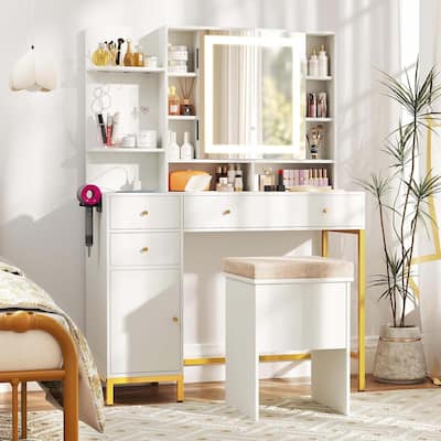 Makeup Dressing Table Set Modern Vanity Set with Mirror & Lights