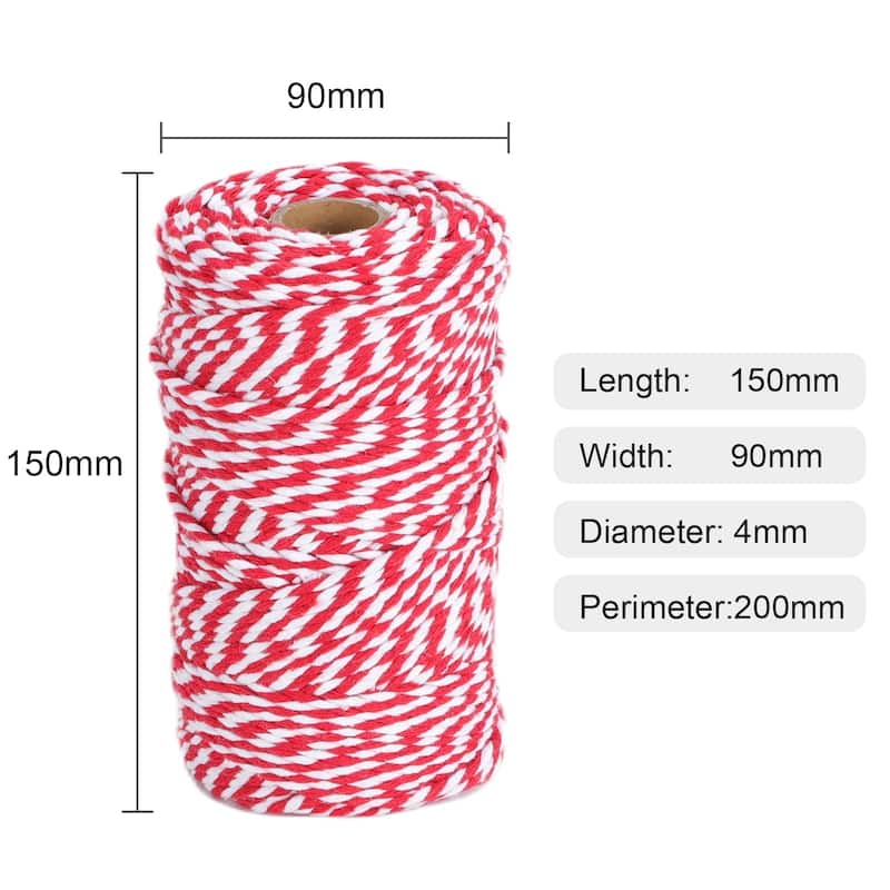 VECELO Red Garden Twine Strong Hemp Rope for Gardening Plant Tie Floristry Crafts Gift Wrapping Packing Decor