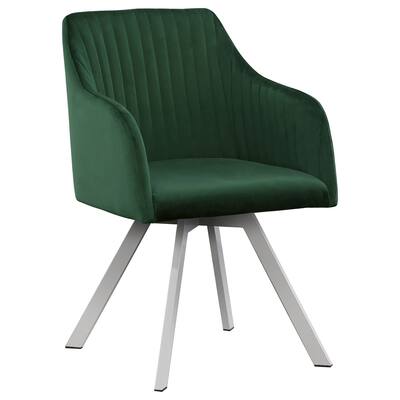 Silver/Green Fabric Upholstered Metal Frame Dining Chair, Sturdy Dining Chair for Dining Rooms - 22.75