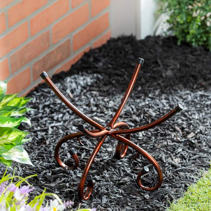 15" Metal Copper Convertible Bird Bath Stand
