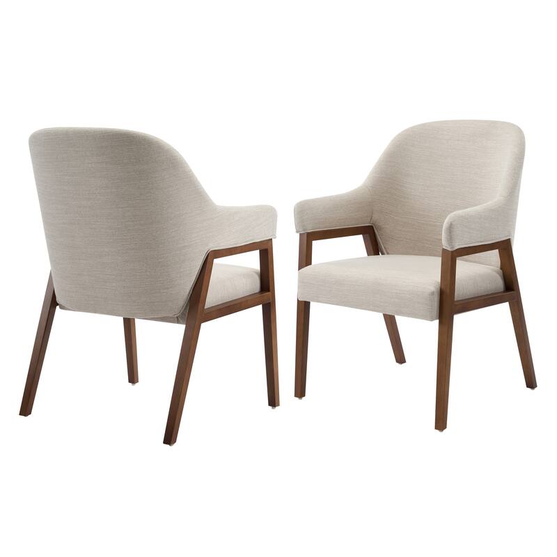 Christopher Knight Home - Modern Upholstered Dining Chair with Armrests and Walnut-Tone Wood