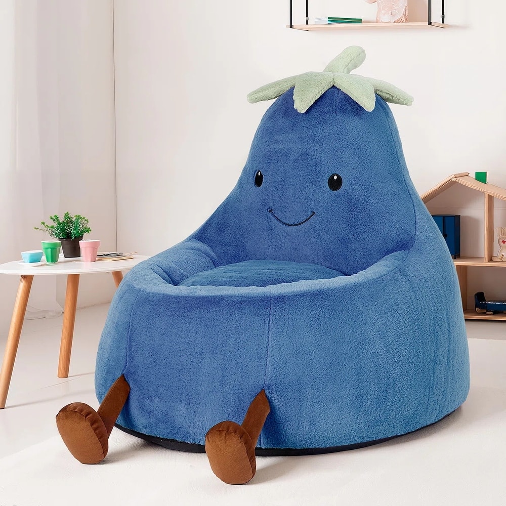 Kids Eggplant Bean Bag Chair and Crash Pad Lounger Seat for Gaming, Reading and Watching TV for Toddlers and Children's Rooms