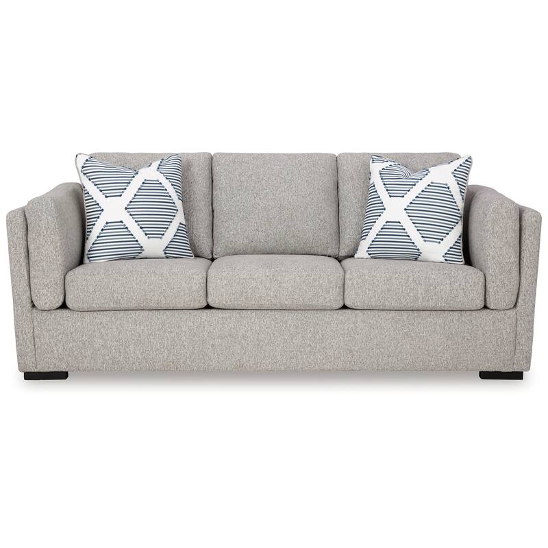 Marcy Sofa with Arm Bolster Pillows, Pewter Gray Polyester 89 Inch