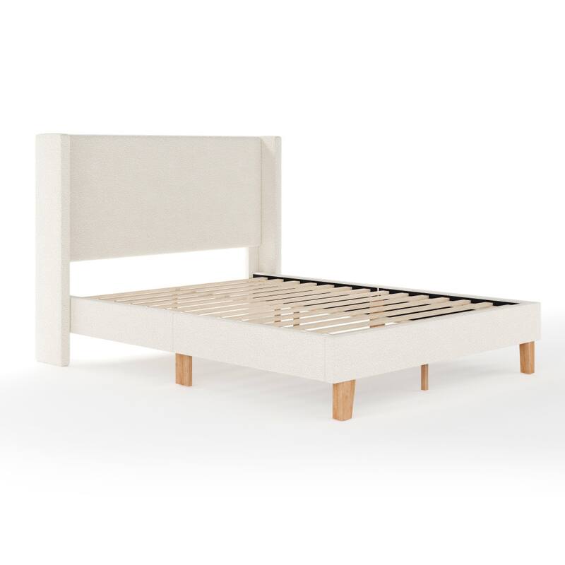 Martha Stewart Upholstered Platform Bed with Wingback Headboard