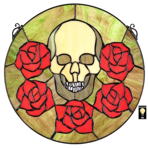 Design Toscano Beauty and Decay Gothic Skull Stained Glass Window