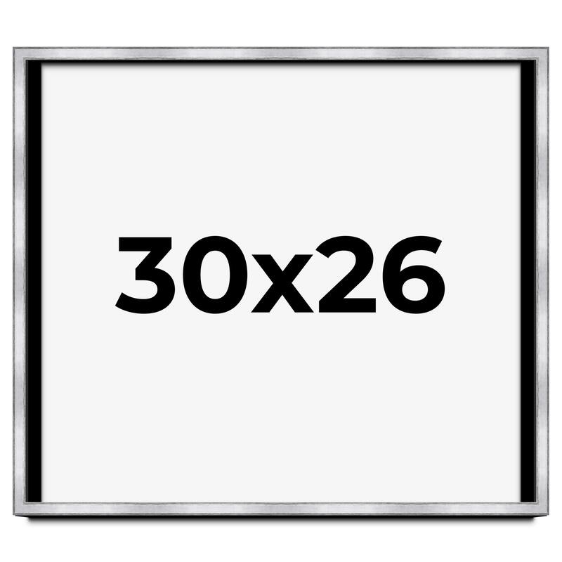 30x26 Shadow Box Frame Silver | 1.375 Inches Deep Real Wood