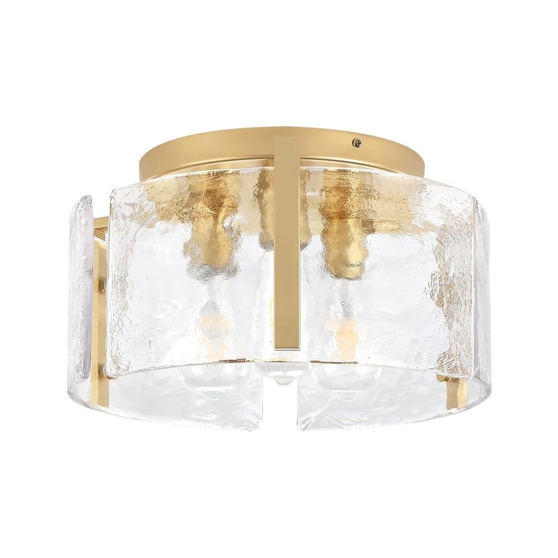 3 Light flush mount ceiling light gold ceiling light fixture glass, metal hallway lighting - 15