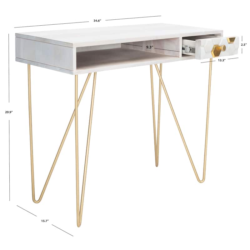 SAFAVIEH Werra 1-Drawer 1-Shelf Hairpin Leg Desk